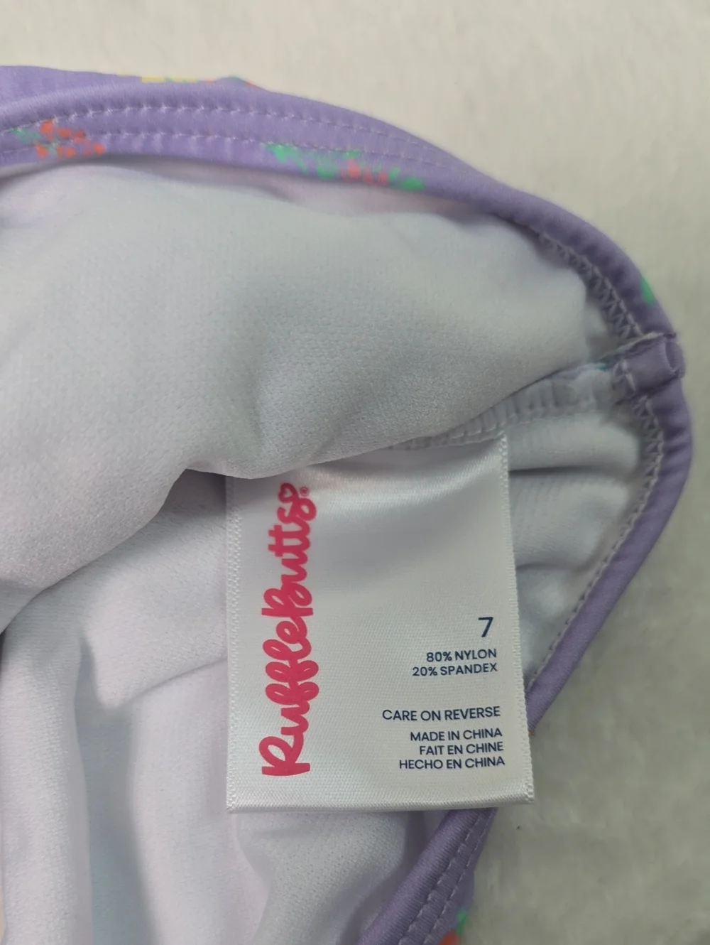 Ruffle Butts Ruffle Tankini Set - Mint Stripe & Lavender Floral Size 7 Nwt